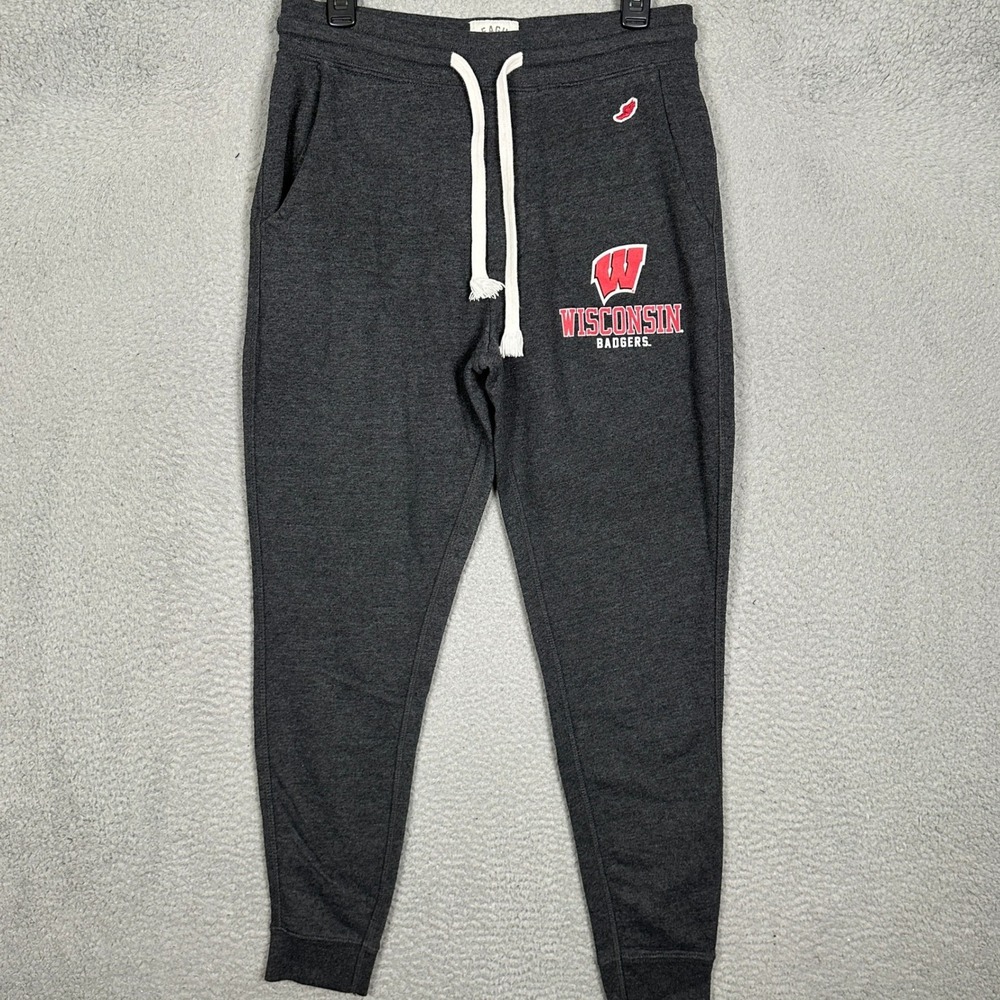 Wisconsin Badgers League Joggers Mens Small Dark Gray NCAA Activewear Stretch